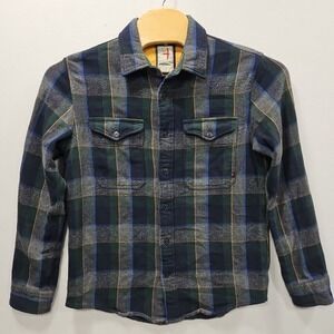 Relwen Blanket Plaid Brushed Flannel Men L Navy Charcoal Outdoor Shirt Huckberry